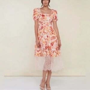 Rachel Parcell Puff Sleeve Lace Trim Midi Dress – Pink Floral – Size 0
NWT